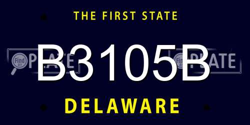 B3105B Delaware License Plate