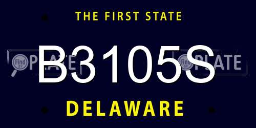 B3105S Delaware License Plate
