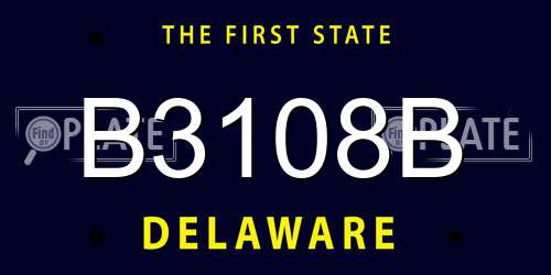B3108B Delaware License Plate