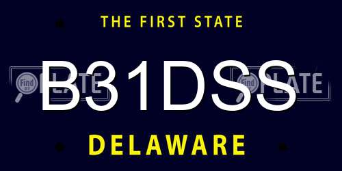 B31DSS Delaware License Plate