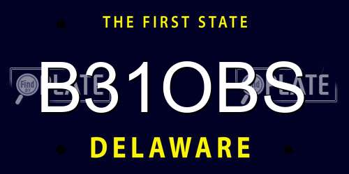 B31OBS Delaware License Plate