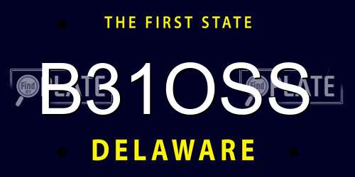 B31OSS Delaware License Plate