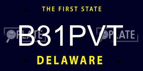 B31PVT Delaware License Plate