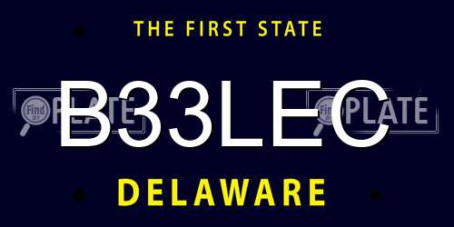B33LEC Delaware License Plate