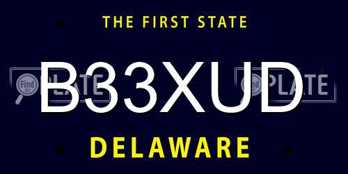 B33XUD Delaware License Plate