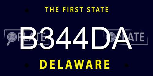 B344DA Delaware License Plate