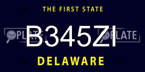 B345ZI Delaware License Plate