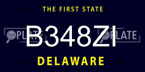 B348ZI Delaware License Plate