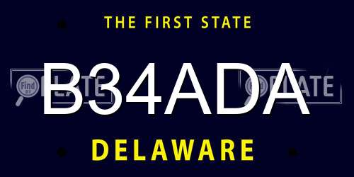B34ADA Delaware License Plate