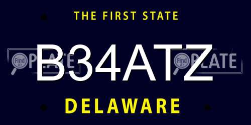 B34ATZ Delaware License Plate