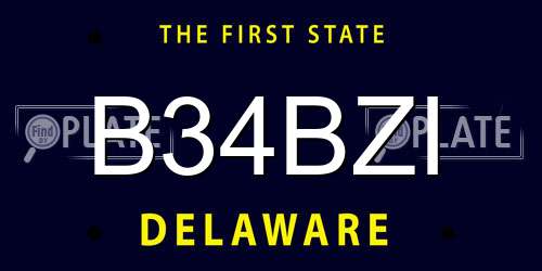 B34BZI Delaware License Plate