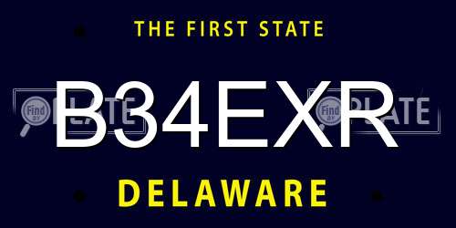 B34EXR Delaware License Plate