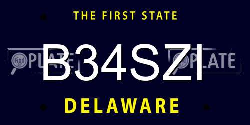 B34SZI Delaware License Plate