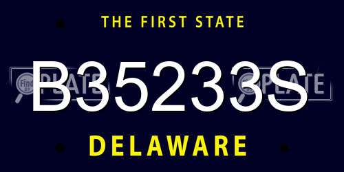 B35233S Delaware License Plate