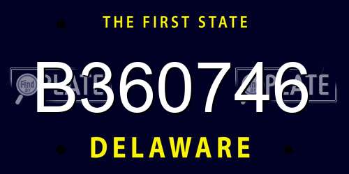 B360746 Delaware License Plate