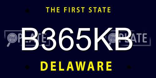 B365KB Delaware License Plate