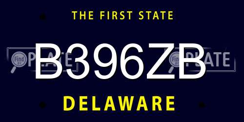 B396ZB Delaware License Plate