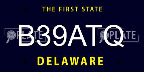 B39ATQ Delaware License Plate
