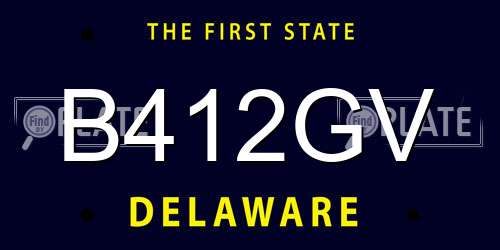 B412GV Delaware License Plate