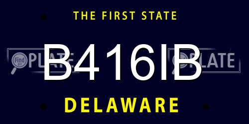 B416IB Delaware License Plate