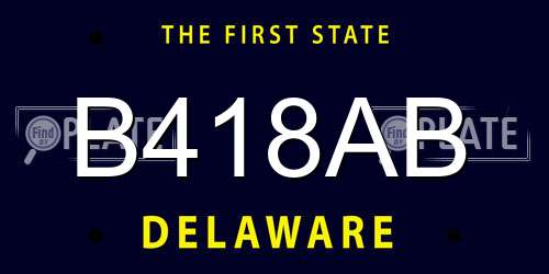 B418AB Delaware License Plate