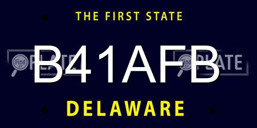 B41AFB Delaware License Plate