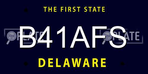 B41AFS Delaware License Plate
