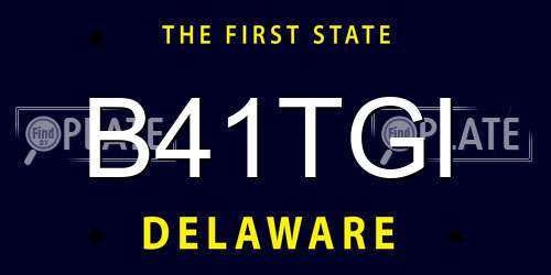 B41TGI Delaware License Plate