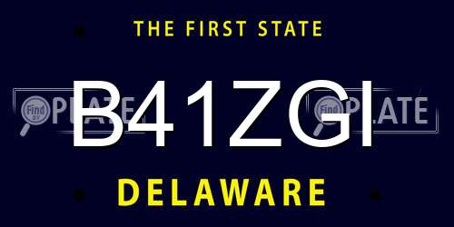 B41ZGI Delaware License Plate