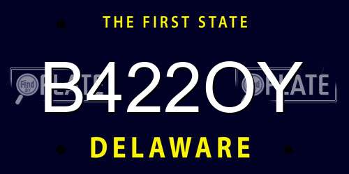 B422OY Delaware License Plate