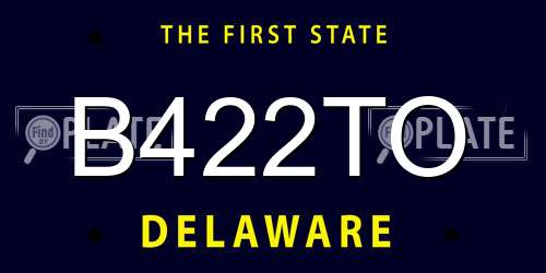 B422TO Delaware License Plate