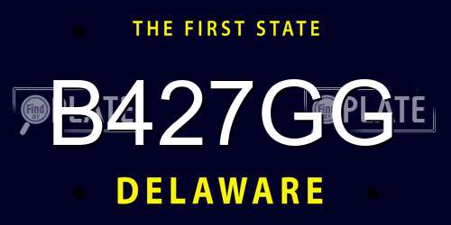 B427GG Delaware License Plate