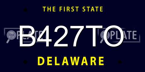 B427TO Delaware License Plate