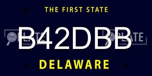 B42DBB Delaware License Plate