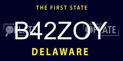 B42ZOY Delaware License Plate