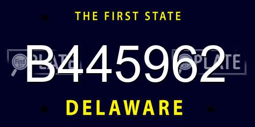 B445962 Delaware License Plate
