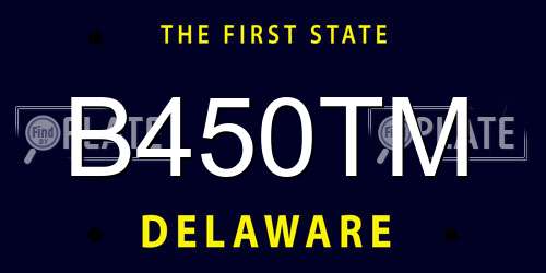 B450TM Delaware License Plate