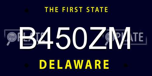 B450ZM Delaware License Plate