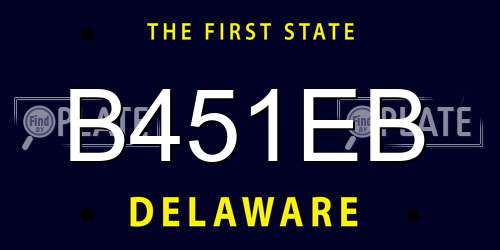 B451EB Delaware License Plate