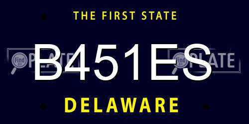 B451ES Delaware License Plate