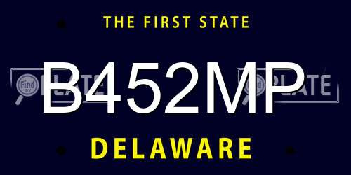 B452MP Delaware License Plate
