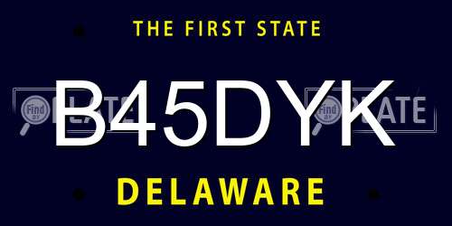 B45DYK Delaware License Plate