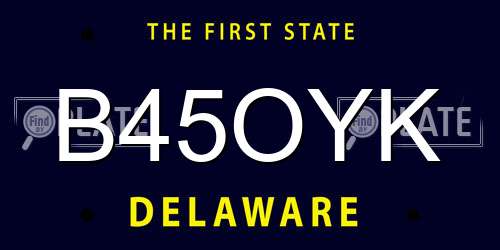 B45OYK Delaware License Plate