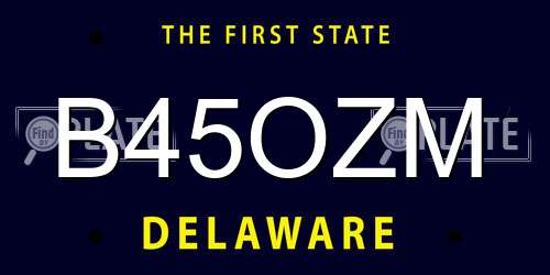 B45OZM Delaware License Plate