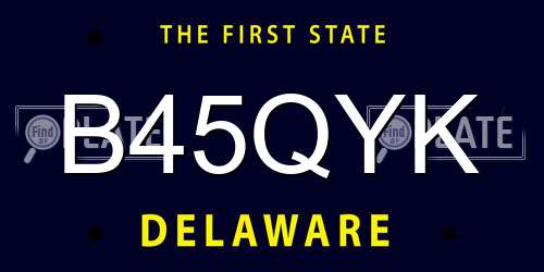 B45QYK Delaware License Plate