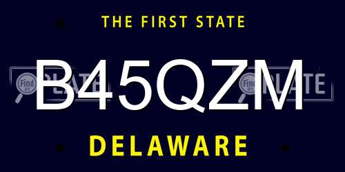 B45QZM Delaware License Plate