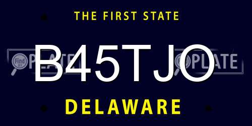 B45TJO Delaware License Plate