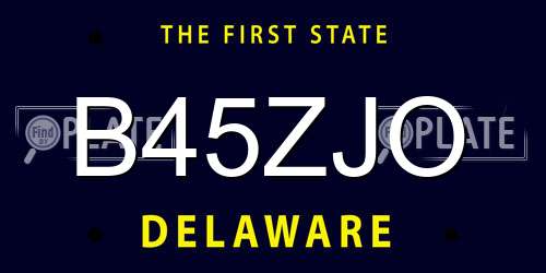B45ZJO Delaware License Plate