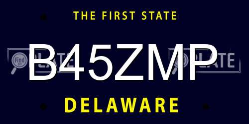 B45ZMP Delaware License Plate