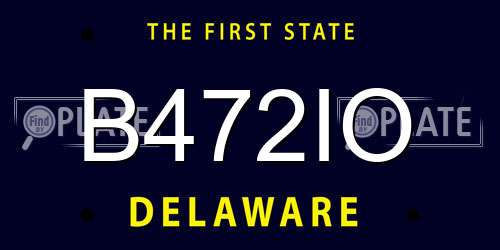 B472IO Delaware License Plate